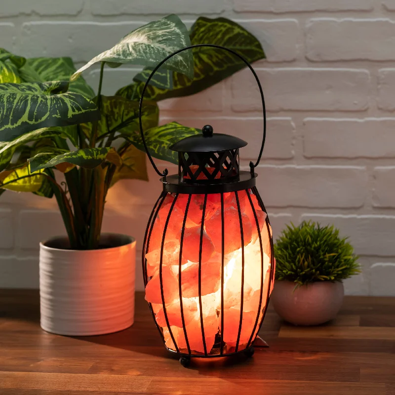 Salt Lamps with Adjustable Dimmer Switch10.5" Black Iron Lantern Lamp w/ RED Salt Chunks Salt Lamps with Adjustable Dimmer Switch10.5" Black Iron Lantern Lamp w/ RED Salt Chunks