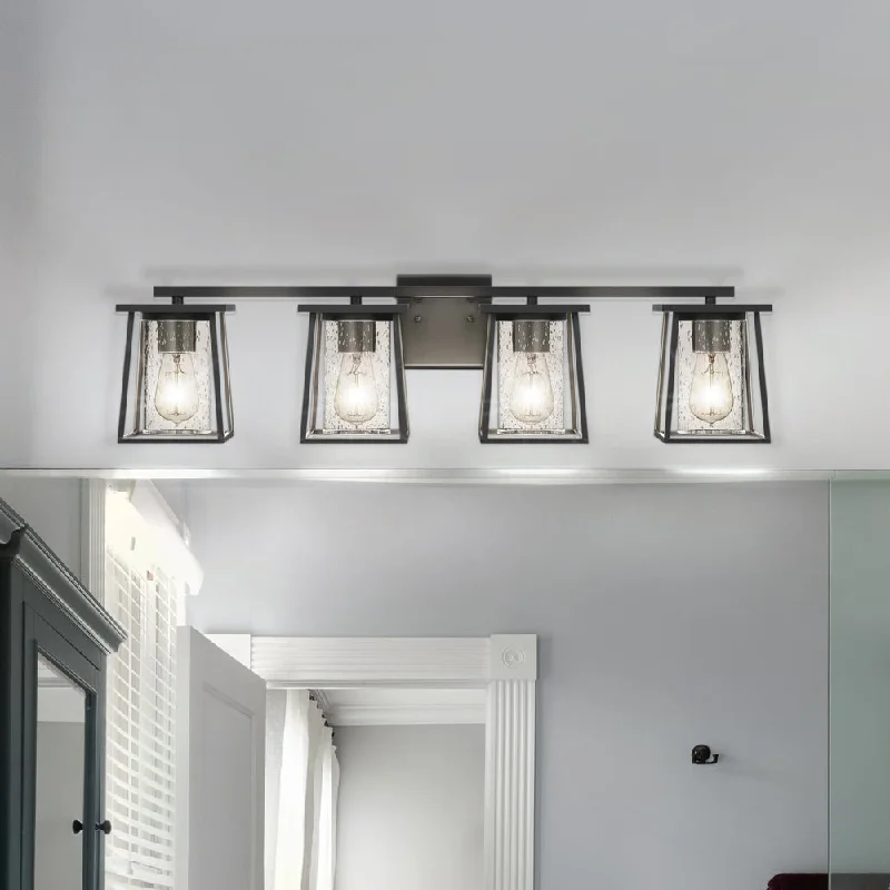Industrial Exit Sign Lighting for Quick EvacuationUQL4902 Industrial Indoor Bath Light, 9.00''H x 33.25''W x 6.75''D, Matte Black Finish, Lisbon Collection Industrial Exit Sign Lighting for Quick EvacuationUQL4902 Industrial Indoor Bath Light, 9.00''H x 33.25''W x 6.75''D, Matte Black Finish, Lisbon Collection