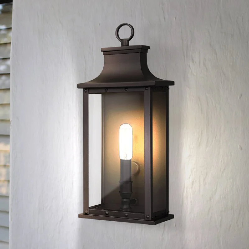 Industrial Lighting with High CRI (Color Rendering Index) for True Color PerceptionUQL1721 Classic Outdoor Wall Sconce, 15.50''H x 6.50''W x 5.50''D, Old Bronze Finish, Halle Collection Industrial Lighting with High CRI (Color Rendering Index) for True Color PerceptionUQL1721 Classic Outdoor Wall Sconce, 15.50''H x 6.50''W x 5.50''D, Old Bronze Finish, Halle Collection