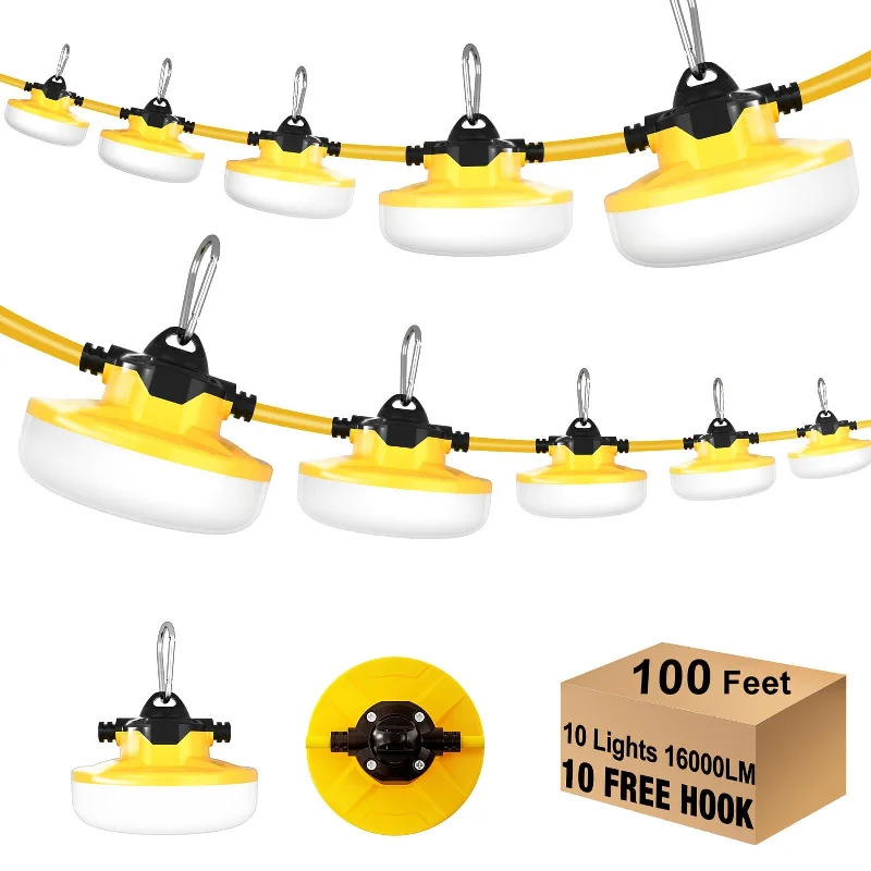 Industrial Lighting for Furniture Factories130W LED Construction String Light 100FT 16,000LM 2 Prong Industrial Lighting for Furniture Factories130W LED Construction String Light 100FT 16,000LM 2 Prong