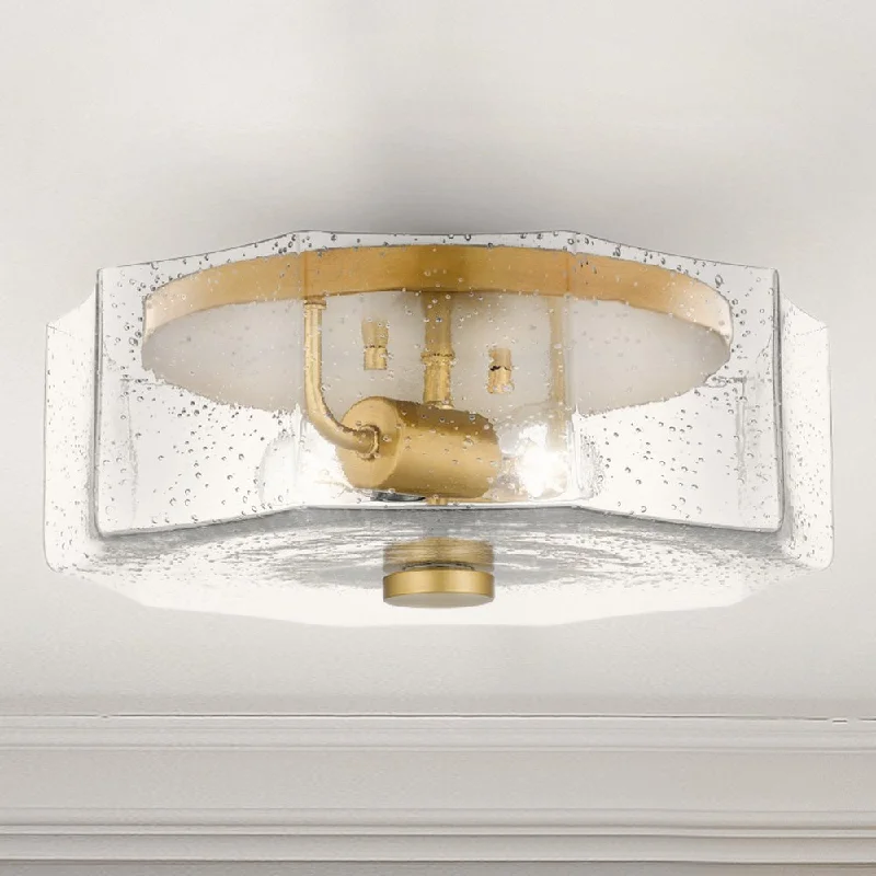 Industrial Emergency Lighting for Safety in FactoriesUQL5600 Classic Indoor Ceiling Light, 5.25''H x 14''W x 14''D, Aged Brass Finish, Hankinson Collection Industrial Emergency Lighting for Safety in FactoriesUQL5600 Classic Indoor Ceiling Light, 5.25''H x 14''W x 14''D, Aged Brass Finish, Hankinson Collection