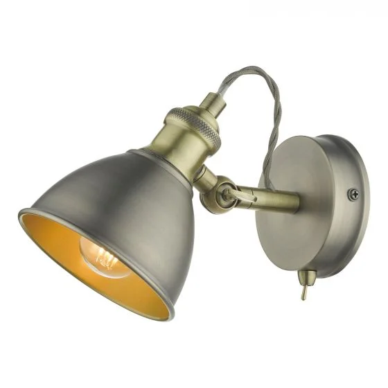 Governor Single Wall Spotlight - Antique Chrome & Brass