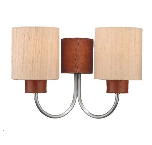 bohemian wall lamps with colorful glass for an eclectic hallwaySaddler Brushed Silver & Tan Double Wall Light With Taupe Silk Shades - ID 4475 bohemian wall lamps with colorful glass for an eclectic hallwaySaddler Brushed Silver & Tan Double Wall Light With Taupe Silk Shades - ID 4475