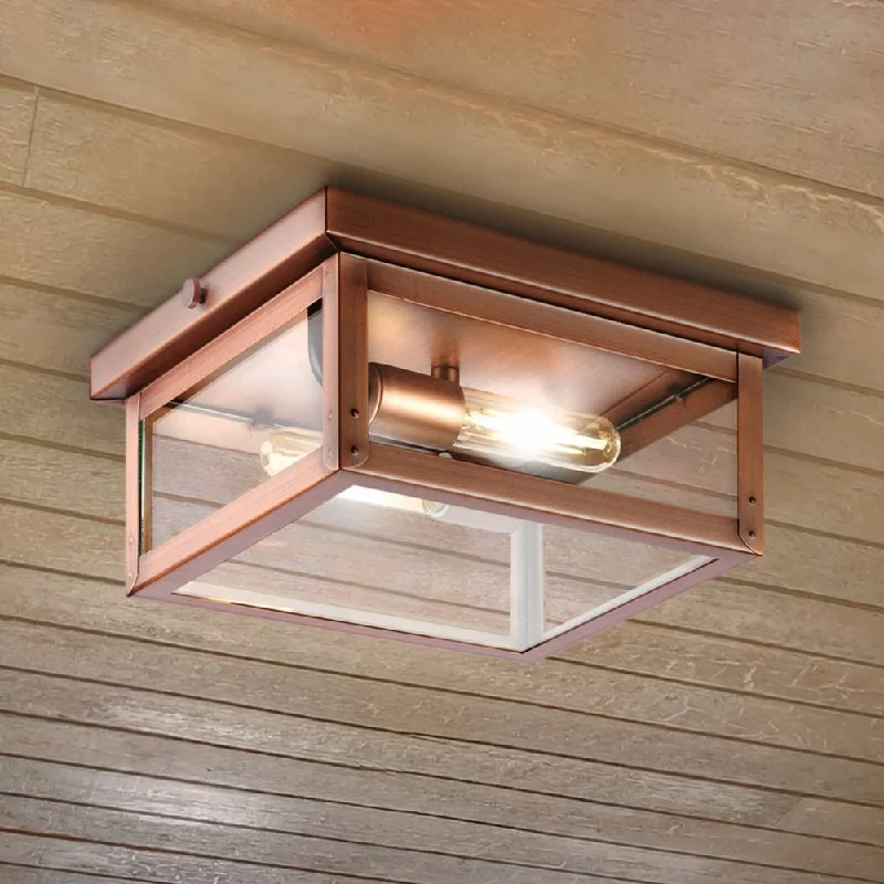 Energy - Efficient Industrial Lighting for Cost - SavingsUHP1531 Modern Farmhouse Outdoor Ceiling Light, 5-1/2''H x 12-3/8"W x 12-3/8''D, Antique Copper Finish, Darwin Collection Energy - Efficient Industrial Lighting for Cost - SavingsUHP1531 Modern Farmhouse Outdoor Ceiling Light, 5-1/2''H x 12-3/8"W x 12-3/8''D, Antique Copper Finish, Darwin Collection