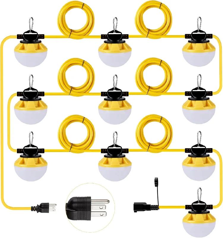 Industrial Task Lighting for Precision Workstations130W LED Construction String Lights 100FT 16000LM 3 Prong Industrial Task Lighting for Precision Workstations130W LED Construction String Lights 100FT 16000LM 3 Prong