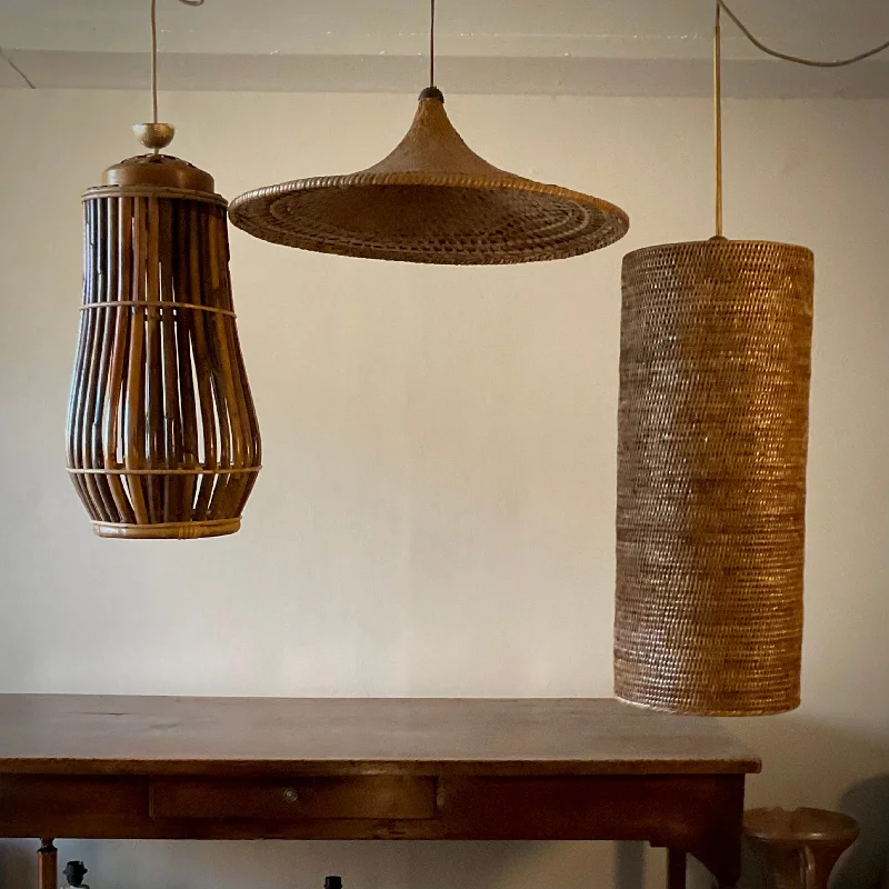 Industrial Area Lighting for Large Open SpacesThree Rattan Lamps