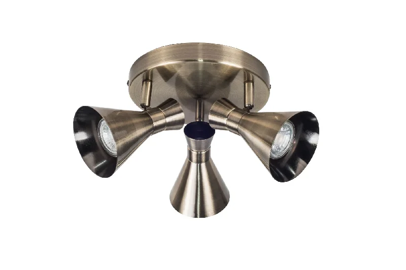 Pixar 3Lt Plate Spotlight - Satin Chrome/Antique Brass