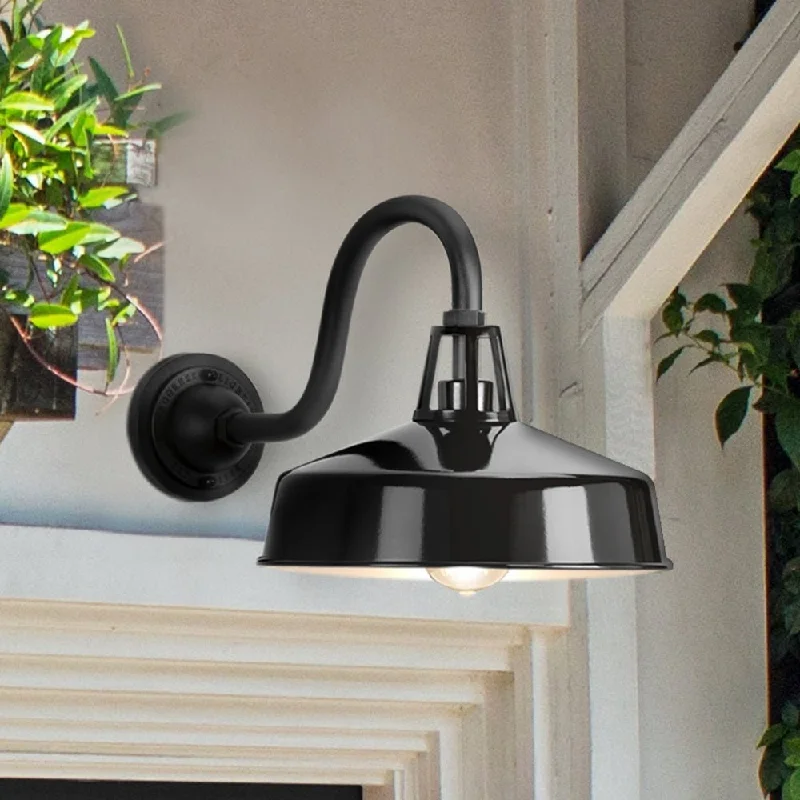 Dimmable Industrial Lighting for Ambiance ControlUHP1503 Industrial Outdoor Wall Sconce, 11-1/4''H x 21-5/8"W x 13-1/4''D, Gloss Black Finish, Gary Collection Dimmable Industrial Lighting for Ambiance ControlUHP1503 Industrial Outdoor Wall Sconce, 11-1/4''H x 21-5/8"W x 13-1/4''D, Gloss Black Finish, Gary Collection