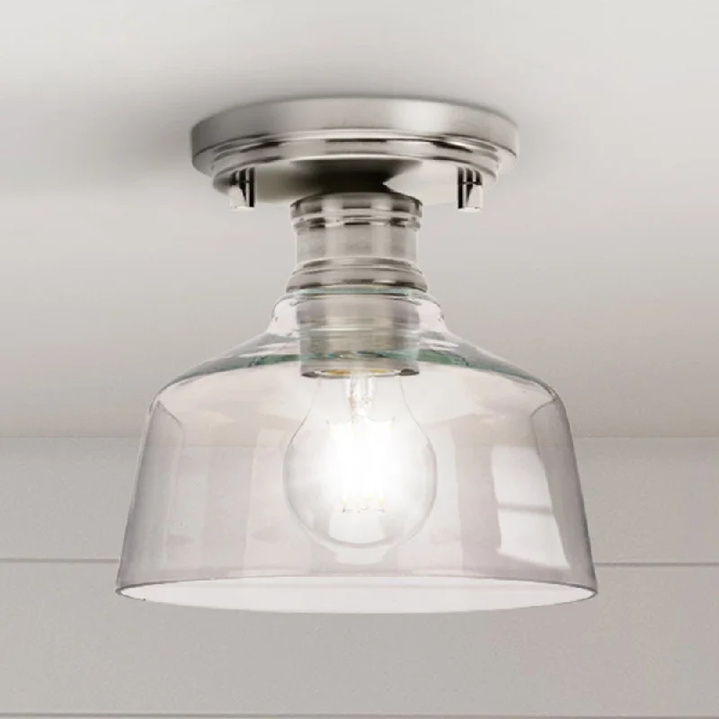 Industrial Emergency Lighting for Safety in FactoriesUHP4882 Transitional Indoor Ceiling Light, 7''H x 7-5/8"W x 7-5/8''D, Brushed Nickel Finish, Lubbock Collection Industrial Emergency Lighting for Safety in FactoriesUHP4882 Transitional Indoor Ceiling Light, 7''H x 7-5/8"W x 7-5/8''D, Brushed Nickel Finish, Lubbock Collection