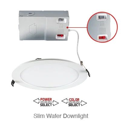 Recessed lights for home gyms to enhance visibilityCirca 8 Inch LED Round Wafer Down Light, 1,960 Lumens, 23W, 120V, CCT Selectable: 2700K/3000K/3500K/4000K/5000K