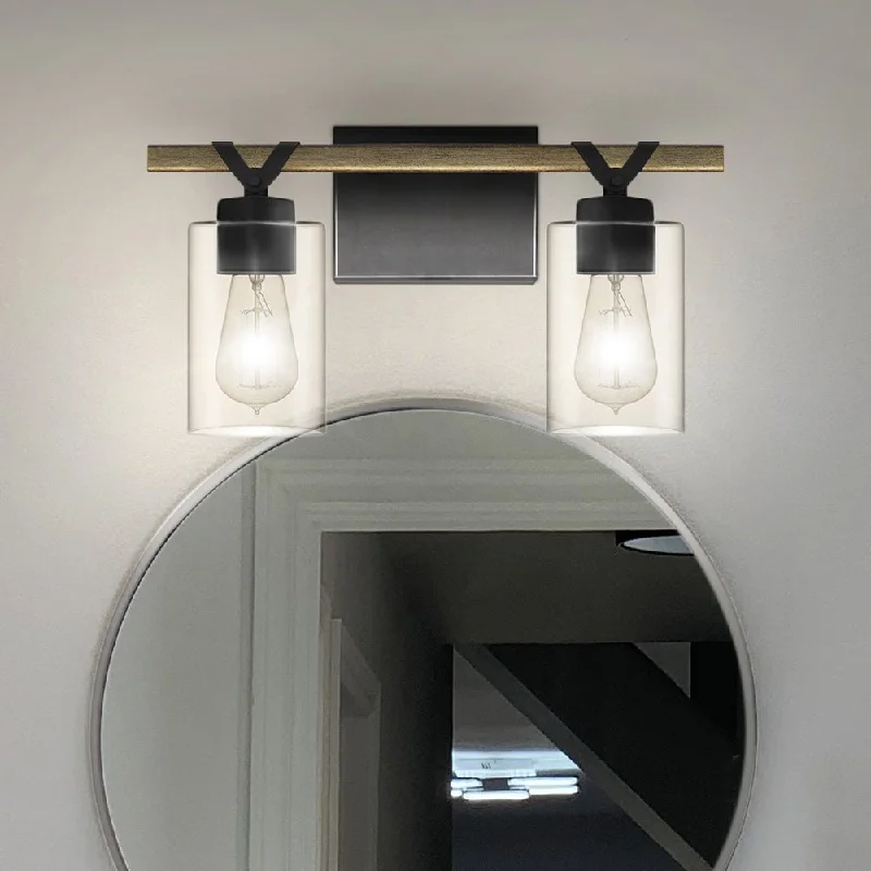 Industrial Lighting for Textile MillsUQL4691 Modern Farmhouse Indoor Bath Light, 8.50''H x 16.00''W x 5.75''D, Matte Black Finish, Towner Collection Industrial Lighting for Textile MillsUQL4691 Modern Farmhouse Indoor Bath Light, 8.50''H x 16.00''W x 5.75''D, Matte Black Finish, Towner Collection