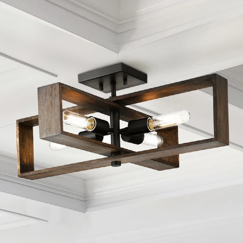 Corrosion - Resistant Industrial Lighting for Coastal FactoriesUHP4917 Minimalist Indoor Ceiling Light, 9-1/4''H x 24"W x 24''D, Matte Black Finish, Roswell Collection Corrosion - Resistant Industrial Lighting for Coastal FactoriesUHP4917 Minimalist Indoor Ceiling Light, 9-1/4''H x 24"W x 24''D, Matte Black Finish, Roswell Collection