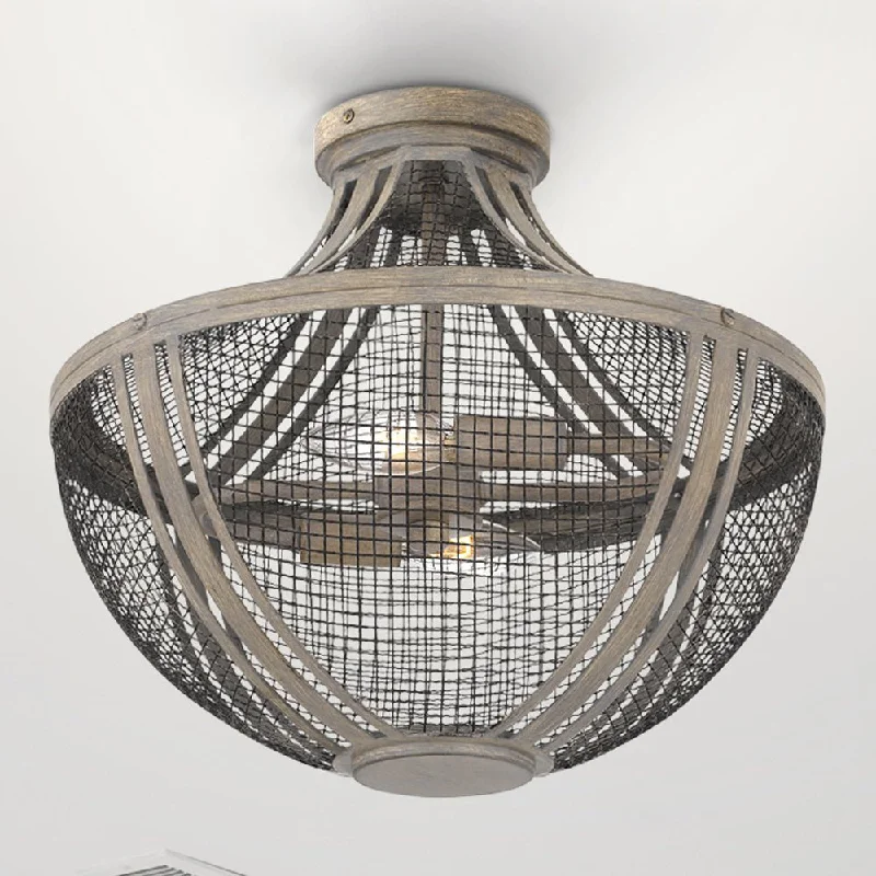 Industrial Task Lighting for Precision WorkstationsUQL5411 Modern Farmhouse Indoor Ceiling Light, 13.25''H x 15.25''W x 15.25''D, Distressed Grey Wood Finish, Dickinson Collection Industrial Task Lighting for Precision WorkstationsUQL5411 Modern Farmhouse Indoor Ceiling Light, 13.25''H x 15.25''W x 15.25''D, Distressed Grey Wood Finish, Dickinson Collection