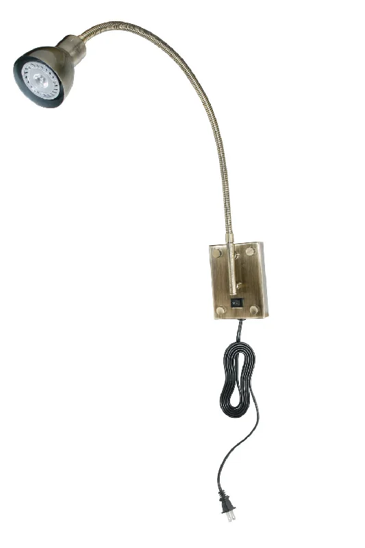 Recessed lights for rental properties with easy installationLED Gooseneck One Light Wall Lamp In Antique Brass