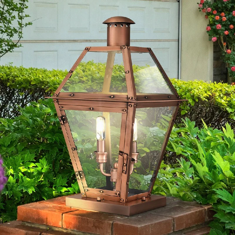 Industrial Lighting for Automotive Manufacturing PlantsUQL1990 Vintage Outdoor Post Light, 19.25''H x 10.5''W x 10.5''D, Aged Copper Finish, Paris Collection Industrial Lighting for Automotive Manufacturing PlantsUQL1990 Vintage Outdoor Post Light, 19.25''H x 10.5''W x 10.5''D, Aged Copper Finish, Paris Collection