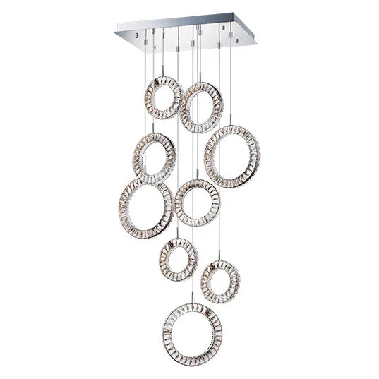Recessed lights for multi - level homes to ensure consistent lightingCharm 9-Light LED Pendant, 17,600 Lumens, 160W, 3000K CCT, 120V, Polished Chrome Finish Recessed lights for multi - level homes to ensure consistent lightingCharm 9-Light LED Pendant, 17,600 Lumens, 160W, 3000K CCT, 120V, Polished Chrome Finish
