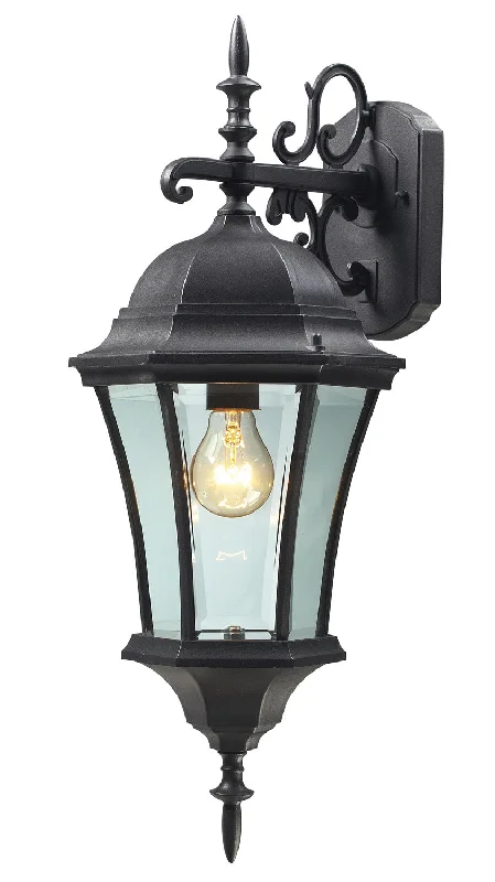 Recessed lights for cathedral - ceilinged roomsWakefield 1-Light Outdoor Wall-Light in Black with Clear Beveled Glass
