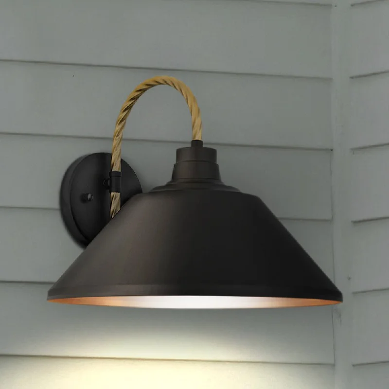 Waterproof Industrial Lighting for Wet AreasUQL1911 Urban Loft Outdoor Wall Sconce, 12''H x 14''W x 14.5''D, Matte Black Finish, Emden Collection Waterproof Industrial Lighting for Wet AreasUQL1911 Urban Loft Outdoor Wall Sconce, 12''H x 14''W x 14.5''D, Matte Black Finish, Emden Collection