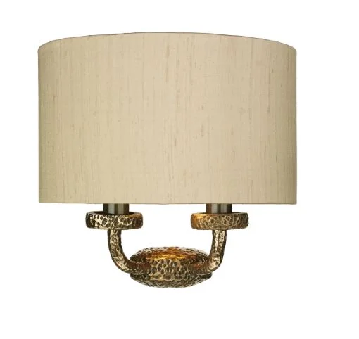 fabric wall lamps with a linen shade for a relaxed and breathable atmosphereSloane Double Wall Light Bronze With Taupe & Gold Shade (other shade colours available) - ID 10248 fabric wall lamps with a linen shade for a relaxed and breathable atmosphereSloane Double Wall Light Bronze With Taupe & Gold Shade (other shade colours available) - ID 10248
