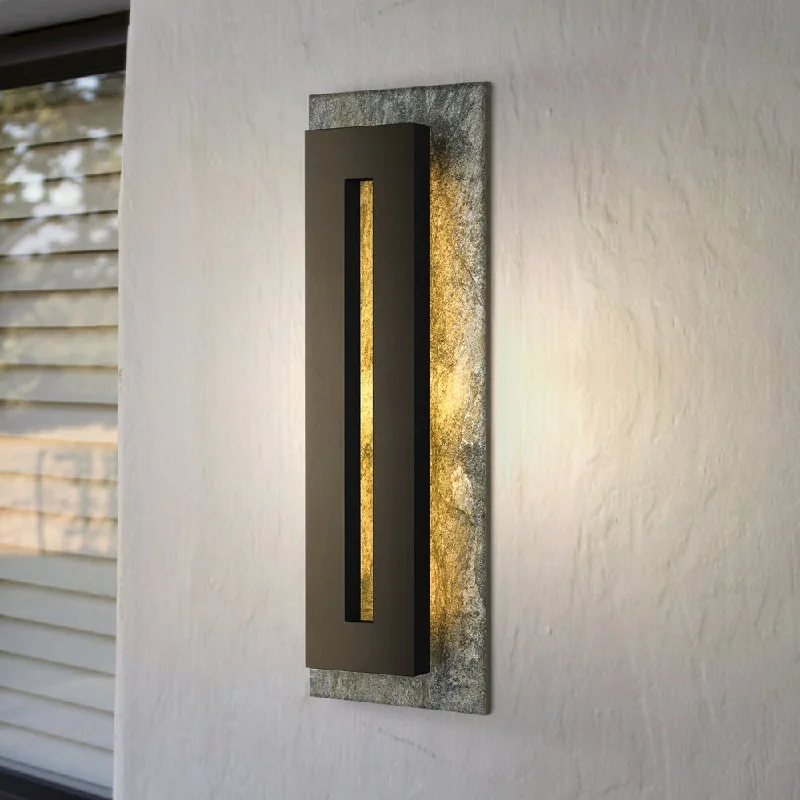Industrial Lighting for Metal Fabrication ShopsUQL1881 Luxe Industrial Outdoor Wall Sconce, 22.00''H x 8.00''W x 3.75''D, Earth Black Finish, Burnie Collection Industrial Lighting for Metal Fabrication ShopsUQL1881 Luxe Industrial Outdoor Wall Sconce, 22.00''H x 8.00''W x 3.75''D, Earth Black Finish, Burnie Collection