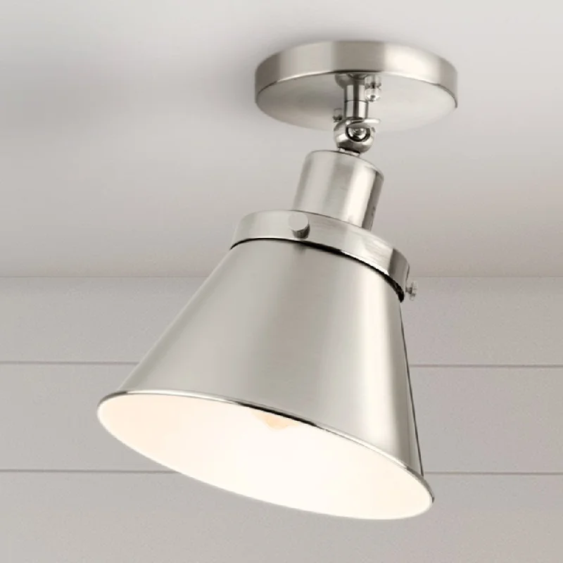 Adjustable Industrial Lighting for Flexible IlluminationUHP4664 Modern Farmhouse Indoor Ceiling Light, 10''H x 8-1/4"W x 8-1/4''D, Brushed Nickel Finish, Pawtucket Collection Adjustable Industrial Lighting for Flexible IlluminationUHP4664 Modern Farmhouse Indoor Ceiling Light, 10''H x 8-1/4"W x 8-1/4''D, Brushed Nickel Finish, Pawtucket Collection