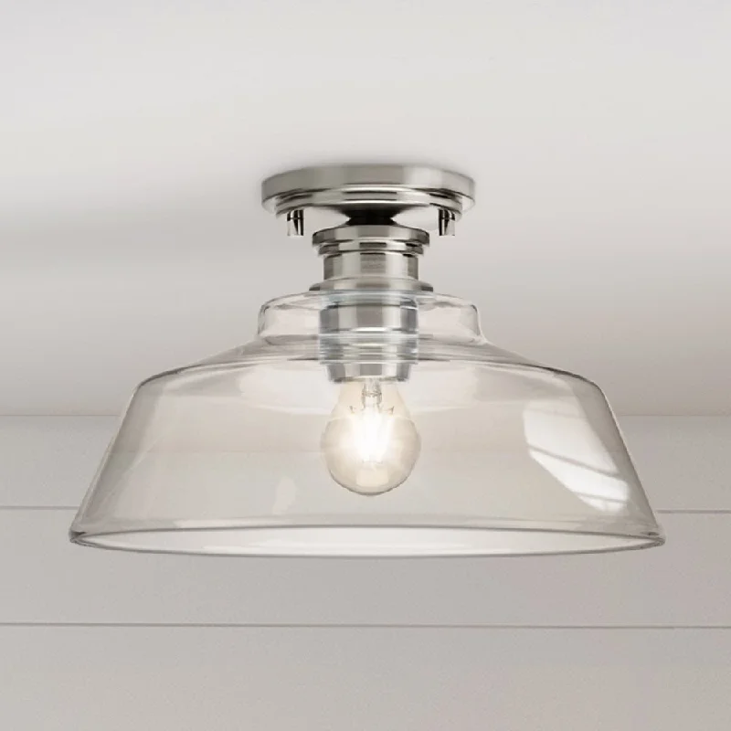 Shock - Resistant Industrial Lighting for Vibrating Machinery AreasUHP4885 Transitional Indoor Ceiling Light, 8-1/2''H x 14"W x 14''D, Brushed Nickel Finish, Lubbock Collection Shock - Resistant Industrial Lighting for Vibrating Machinery AreasUHP4885 Transitional Indoor Ceiling Light, 8-1/2''H x 14"W x 14''D, Brushed Nickel Finish, Lubbock Collection