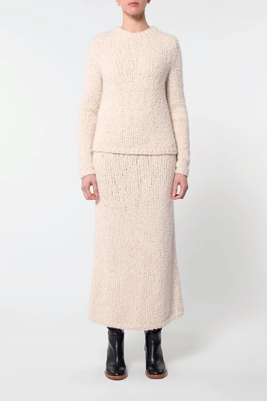 Milne Knit Skirt in Ivory Cashmere Boucle