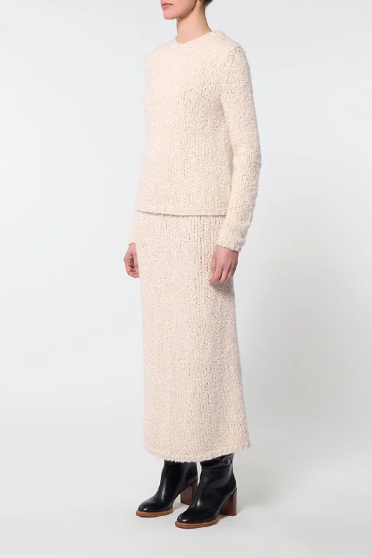 Milne Knit Skirt in Ivory Cashmere Boucle