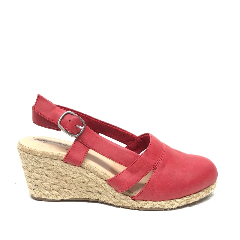 Sandals Heels Wedge By Easy Street In Red, Size: 9