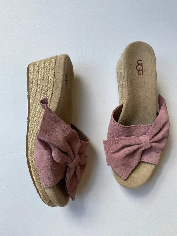 Sandals Heels Wedge By Ugg In Pink, Size: 8.5