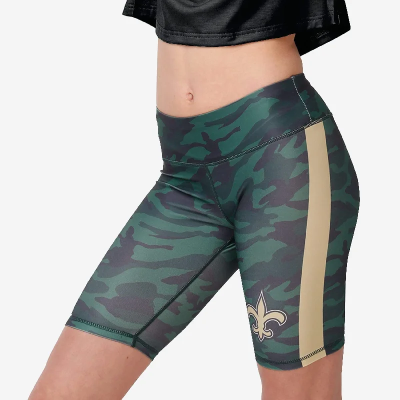 New Orleans Saints Womens Camo Bike Shorts