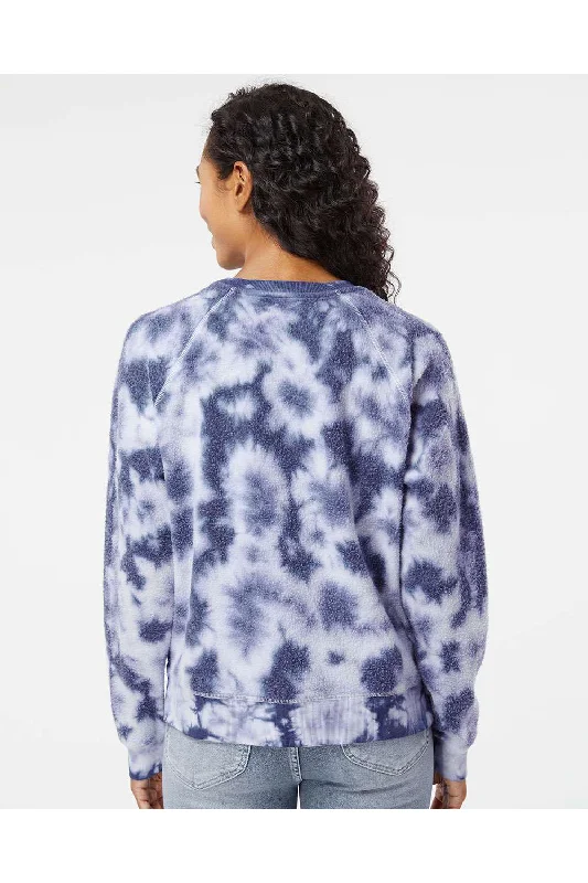 Boxercraft Womens Fleece Out Crewneck Sweatshirt - Navy Blue Tie-Dye - NEW