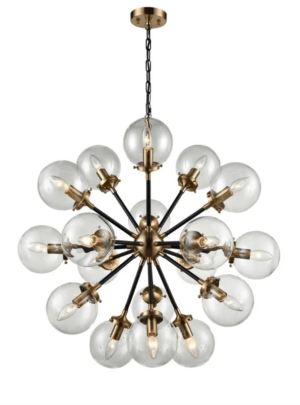 Rustic Wood Chandeliers for Country - Style HousesReay 18 Light Glass Sphere Chandelier In Matt Black & Antique Gold Finish - ID 6841 Rustic Wood Chandeliers for Country - Style HousesReay 18 Light Glass Sphere Chandelier In Matt Black & Antique Gold Finish - ID 6841