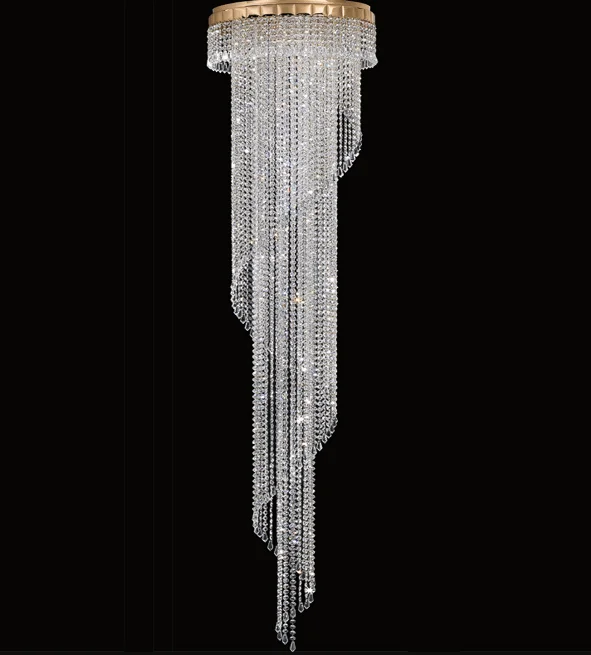 Chandeliers with Metal Frames in Bronze FinishBespoke Cascading Stairwell Crystal Chandelier - ID 8060 Chandeliers with Metal Frames in Bronze FinishBespoke Cascading Stairwell Crystal Chandelier - ID 8060