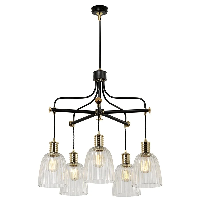 Mid - Century Modern Chandeliers for Vintage AppealArgent Five Light Black and Polished Brass Chandelier - ID 8121 Mid - Century Modern Chandeliers for Vintage AppealArgent Five Light Black and Polished Brass Chandelier - ID 8121
