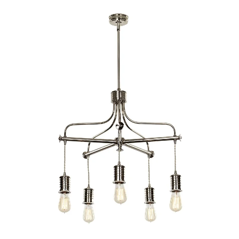Industrial Iron Chandeliers for Loft - Inspired SpacesArgent Five Light Polished Nickel Chandelier - ID 8122 Industrial Iron Chandeliers for Loft - Inspired SpacesArgent Five Light Polished Nickel Chandelier - ID 8122
