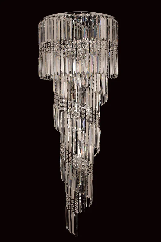 Chandeliers with Frosted Glass for a Softer Light DiffusionFinchley 14 Light Spiral Polished Chrome Chandelier With Clear Crystal - ID 8115 Chandeliers with Frosted Glass for a Softer Light DiffusionFinchley 14 Light Spiral Polished Chrome Chandelier With Clear Crystal - ID 8115