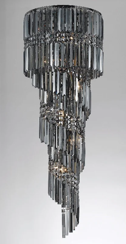 Chandeliers with Dimmable Lights for Ambiance ControlFinchley 14 Light Spiral Polished Chrome Chandelier With Smoked Gun Metal Crystal - ID 8116 Chandeliers with Dimmable Lights for Ambiance ControlFinchley 14 Light Spiral Polished Chrome Chandelier With Smoked Gun Metal Crystal - ID 8116