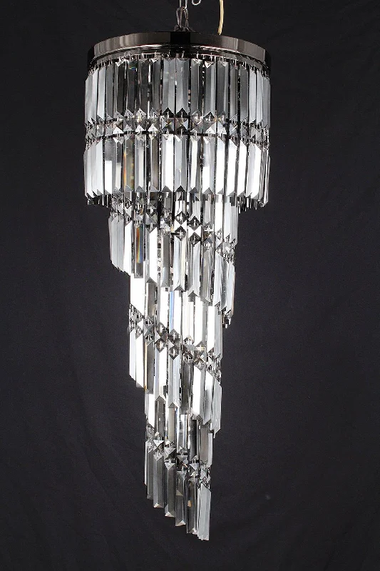 Large Chandeliers for Grand Halls and FoyersFinchley 9 Light Spiral Polished Chrome Chandelier With Smoked Gun Metal Crystal - ID 8125 Large Chandeliers for Grand Halls and FoyersFinchley 9 Light Spiral Polished Chrome Chandelier With Smoked Gun Metal Crystal - ID 8125