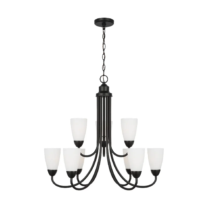 Chandeliers with Metal Frames in Silver FinishSeville Nine Light Chandelier