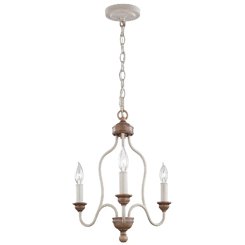 Small Chandeliers for Compact RoomsWorplesdon Chalk Washed/ Beachwood Three Light Chandelier - ID 7447