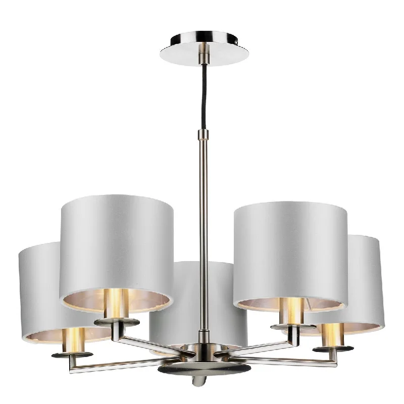 Chandeliers with Metal Frames in Gold FinishHomerton 5 Light Pendant In Satin Nickel - ID 8680 Chandeliers with Metal Frames in Gold FinishHomerton 5 Light Pendant In Satin Nickel - ID 8680