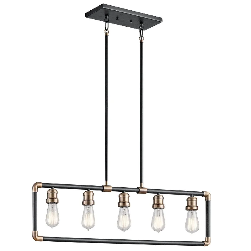 Minimalist Chandeliers for Sleek and Simple InteriorsEdis Five Light Black and Brass Linear Chandelier - ID 8118