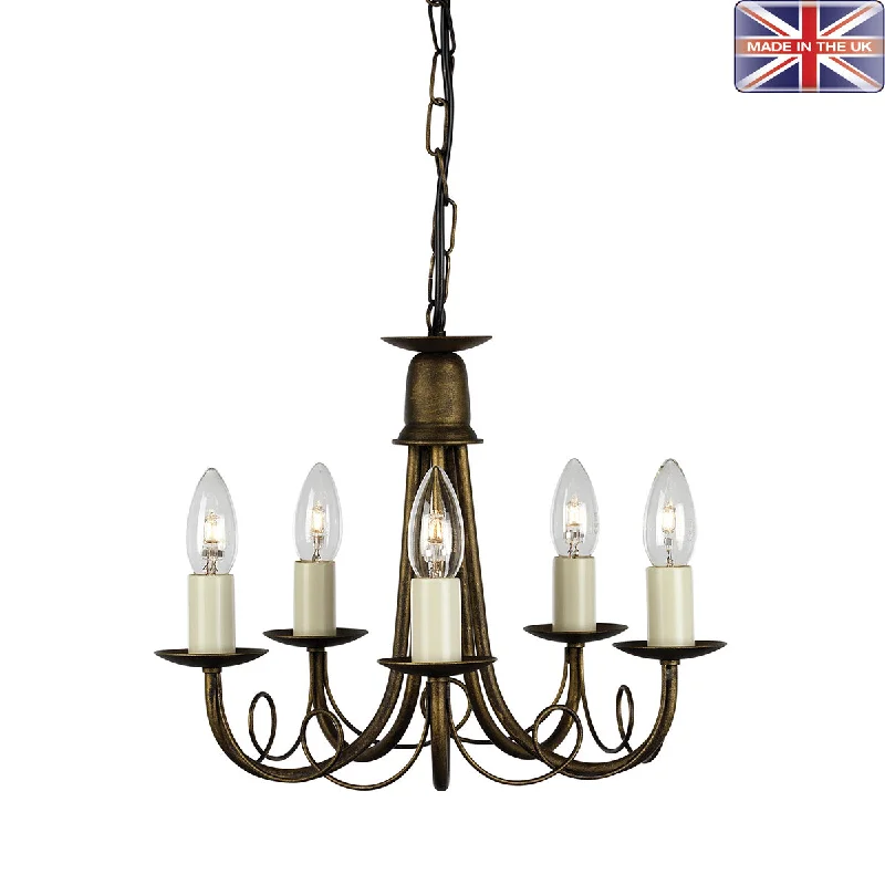 Chandeliers with Multiple Lights for Maximum IlluminationLambeth Black/Gold 5 Arm Ceiling Light - ID 569