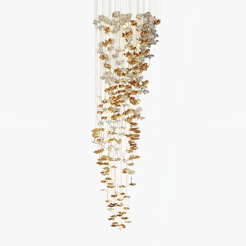 Chandeliers with Metal Frames in Silver FinishTidal Stair Chandelier