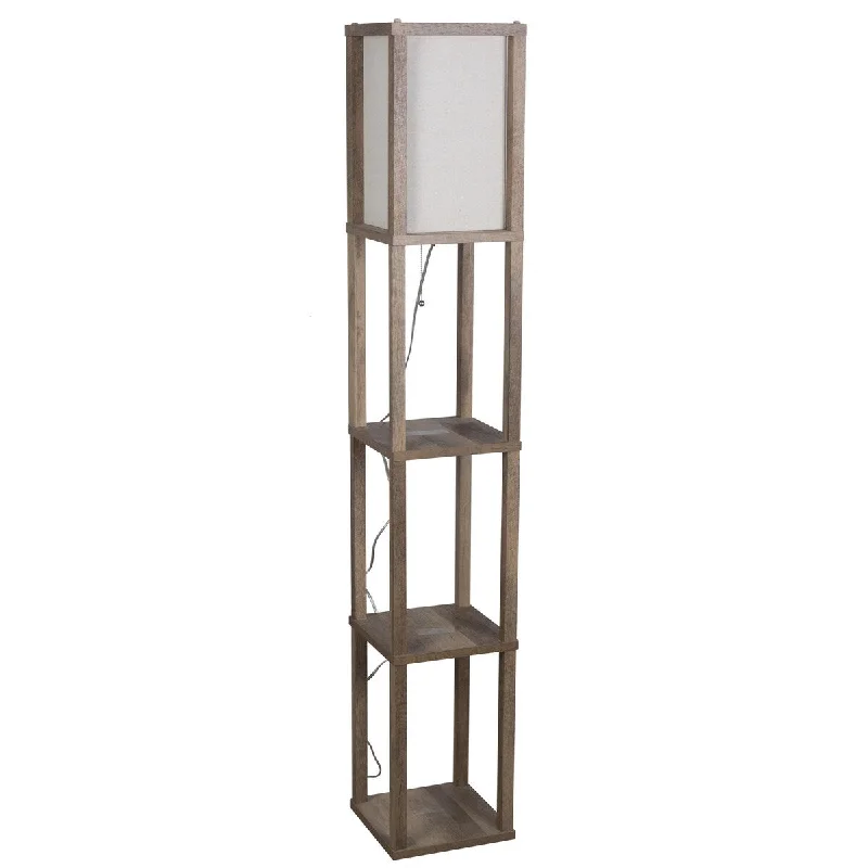 USB Charging Port Floor Lamp for Convenient Device Charging62.5" Brown Crossmill Shelf Floor Lamp, Wood Material