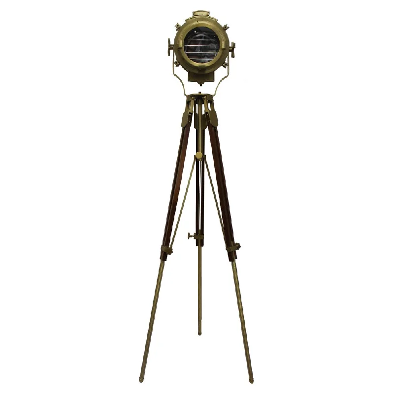Rustic Farmhouse Style Floor Lamp for Cozy Bedrooms82-Inch Gold Round Cinema Studio Spotlight Floor Tripod Lamp