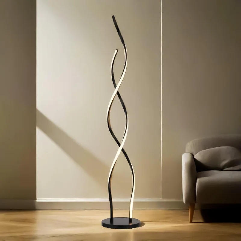 Wood Floor Lamp with Natural Grain for a Warm and Organic FeelMadeline Swirling LED Floor Lamp - Black or Brass, 1240mm High, PL0197 Wood Floor Lamp with Natural Grain for a Warm and Organic FeelMadeline Swirling LED Floor Lamp - Black or Brass, 1240mm High, PL0197