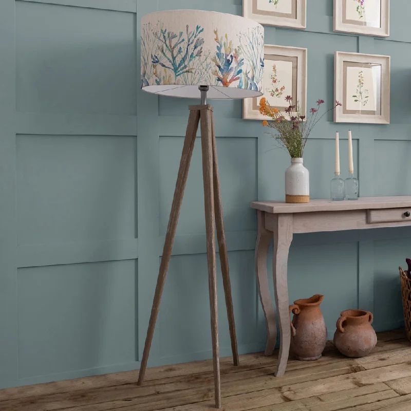 Wood Floor Lamp with Natural Grain for a Warm and Organic FeelCoral Reef Eva & Aratus Complete Floor Lamp Grey/Cobalt