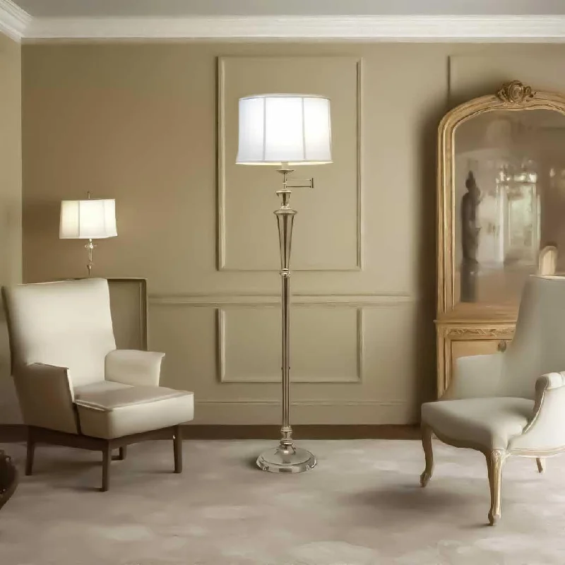 Dimmable Floor Lamp for Adjustable Lighting AmbianceArlington Swing Arm Floor Lamp E27 in Antique Nickel/Burnished Brass Elstead Lighting - ELS.SF-ARLINGTON Dimmable Floor Lamp for Adjustable Lighting AmbianceArlington Swing Arm Floor Lamp E27 in Antique Nickel/Burnished Brass Elstead Lighting - ELS.SF-ARLINGTON